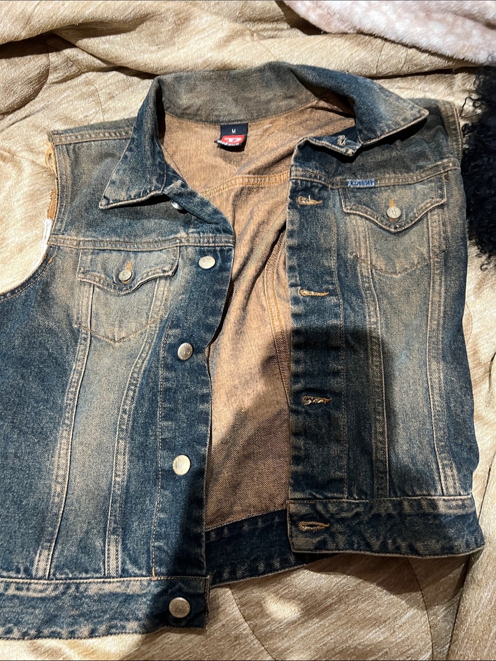 Diesel Men's Distressed Dark Blue Denim Vest